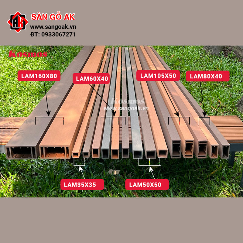 Thanh lam gỗ nhựa ngoài trời Kosmos - LAM105X50 Light Wood